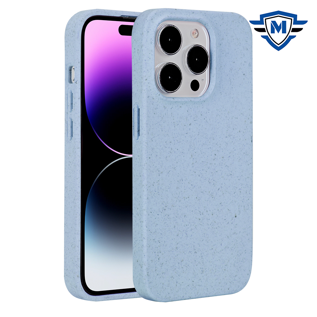 for iphone 14 pro max 6.7" metkase bio degradable [wheat fiber material] design case light blue