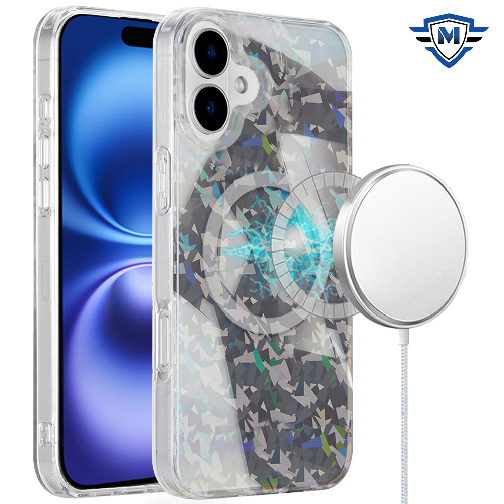 [metkase] for iphone 16 6.1 inch magnetic double layer imd design case smoke holographic