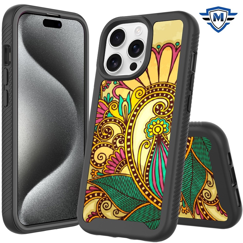 for iphone 15 pro metkase premium exotic design hybrid case in slide out package antique flower