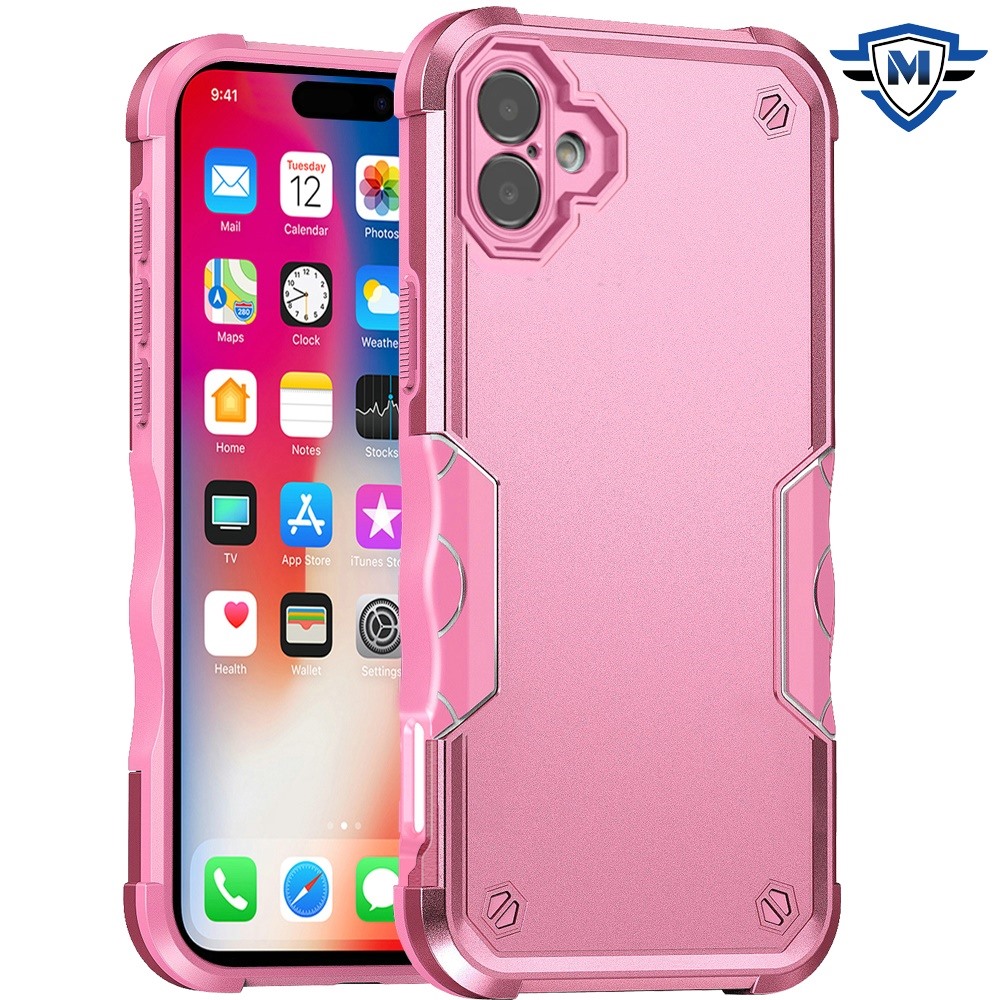 for iphone 16 6.1 inch metkase exquisite tough shockproof hybrid case cover in slide out package pink