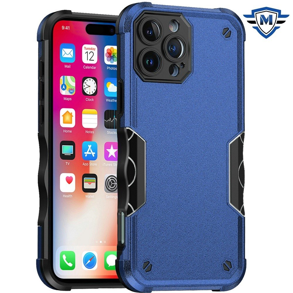 for iphone 16 pro 6.3 inch metkase exquisite tough shockproof hybrid case cover in slide out package blue