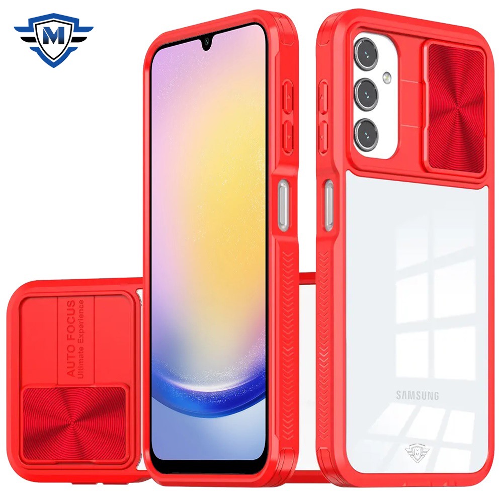 for samsung a25 5g metkase fusion transparent clear hybrid case cover in premium slide out package red