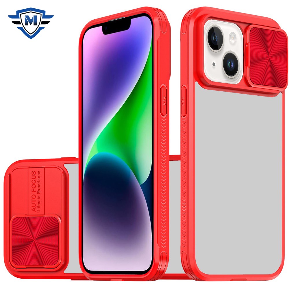 for iphone 14/13 metkase fusion transparent clear hybrid case cover in premium slide out package red