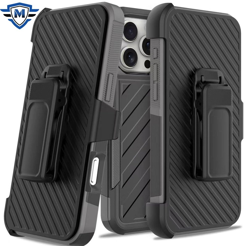 for iphone 16 pro 6.3 inch metkase noble lined shockproof dual layer hybrid in slide out package black/grey
