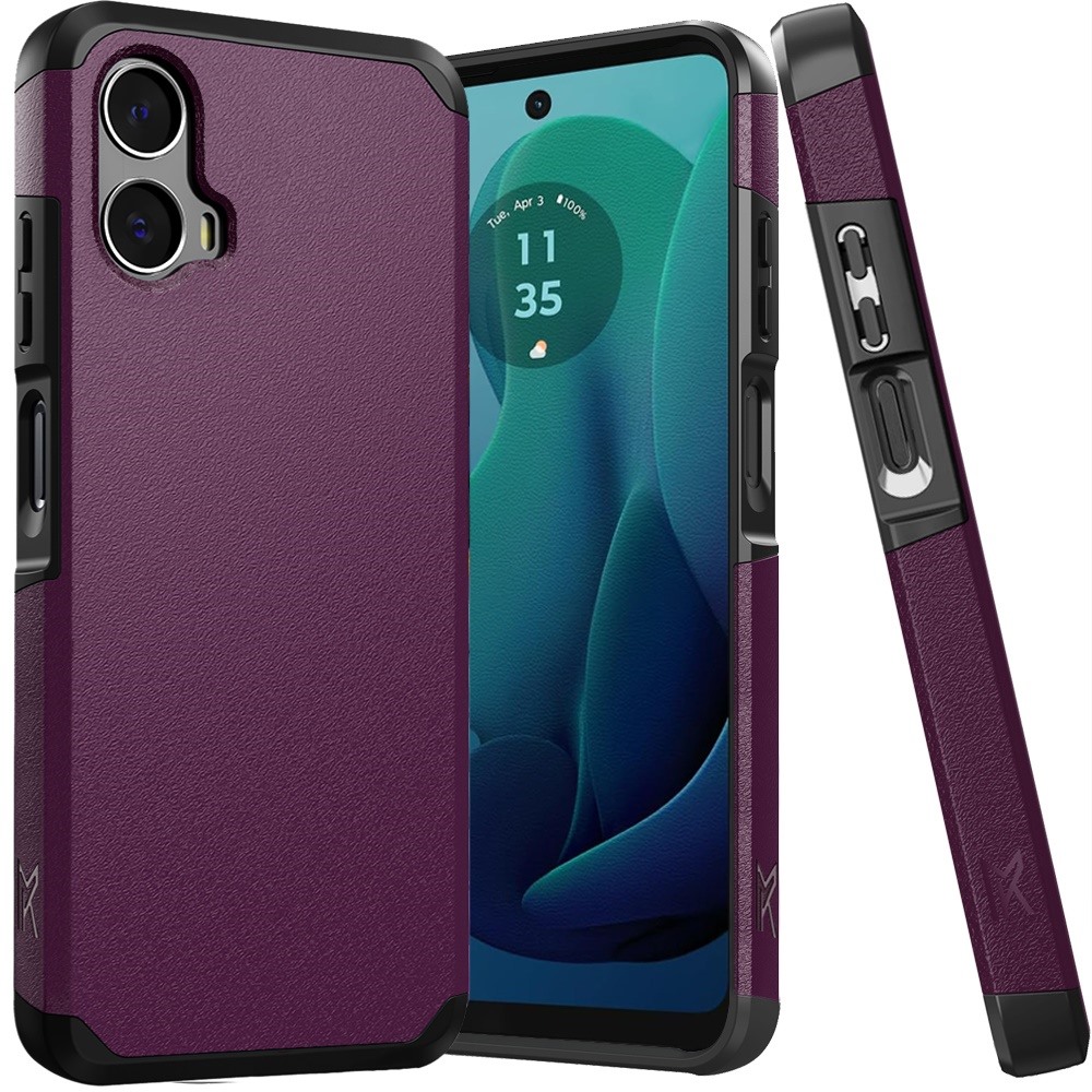 for motorola moto g 5g (2024) tough strong hybrid (magnet mount friendly) case cover dark purple
