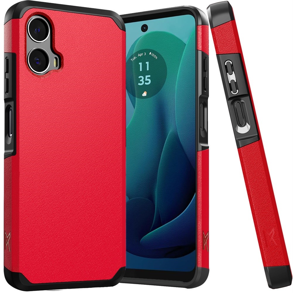 for motorola moto g 5g (2024) tough strong hybrid (magnet mount friendly) case cover red