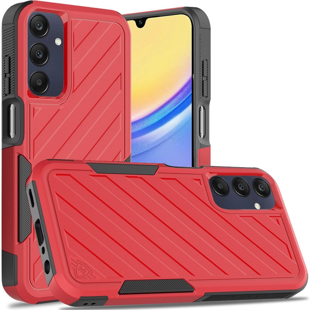 for samsung a15 5g noble lined shockproof dual layer hybrid red/black