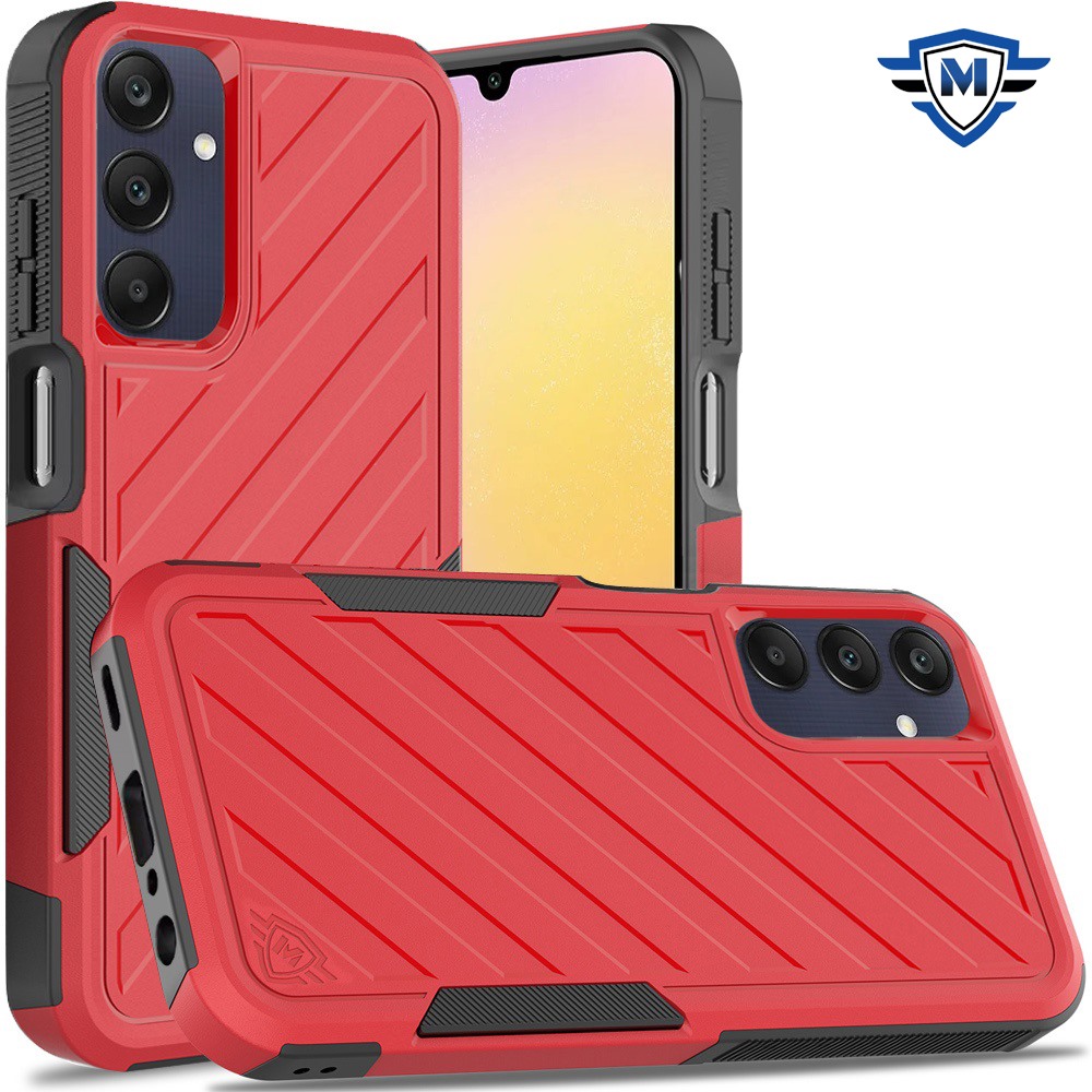 for samsung a25 5g noble lined shockproof dual layer hybrid in slide out package red/black