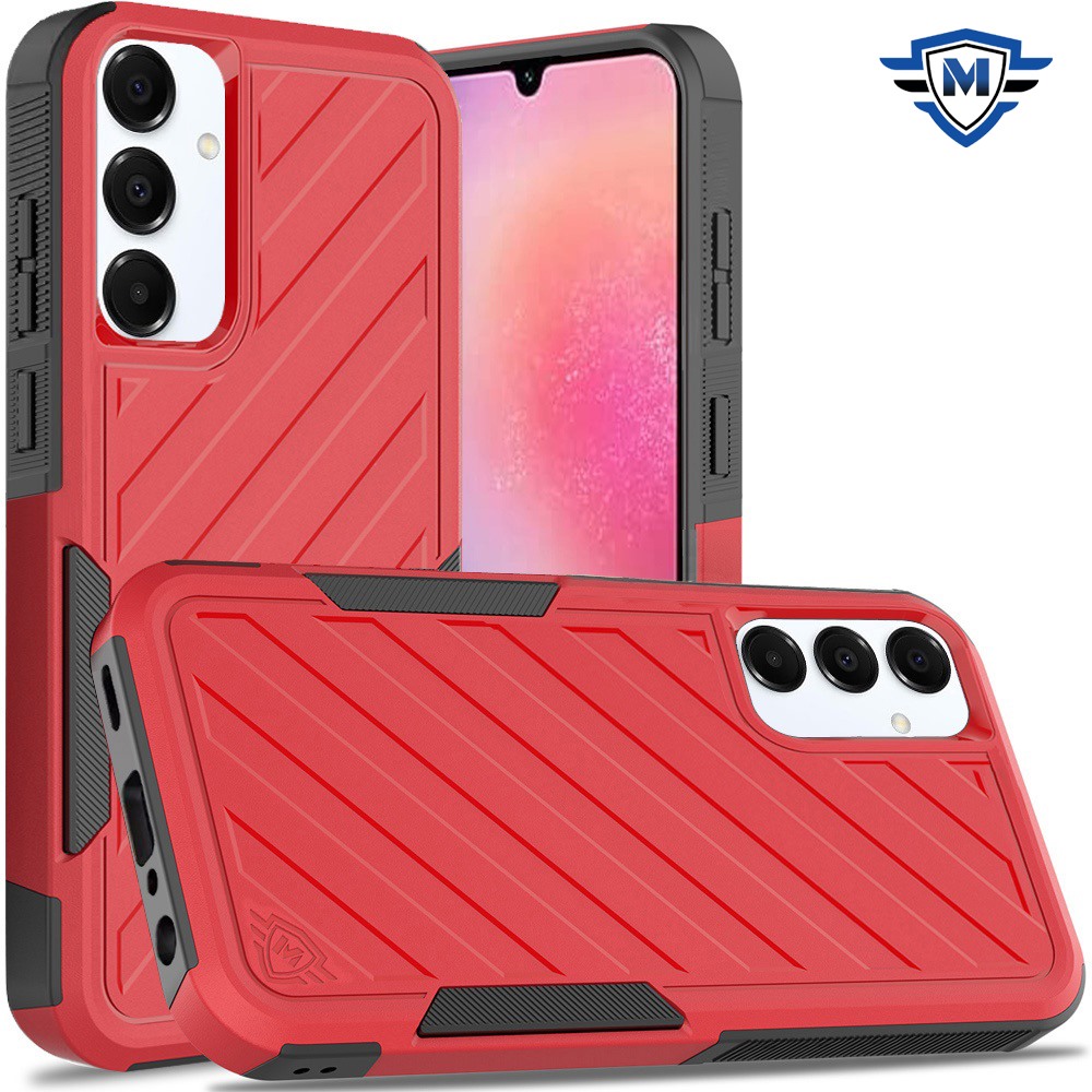 metkase for samsung galaxy a26 noble lined shockproof dual layer hybrid red/black