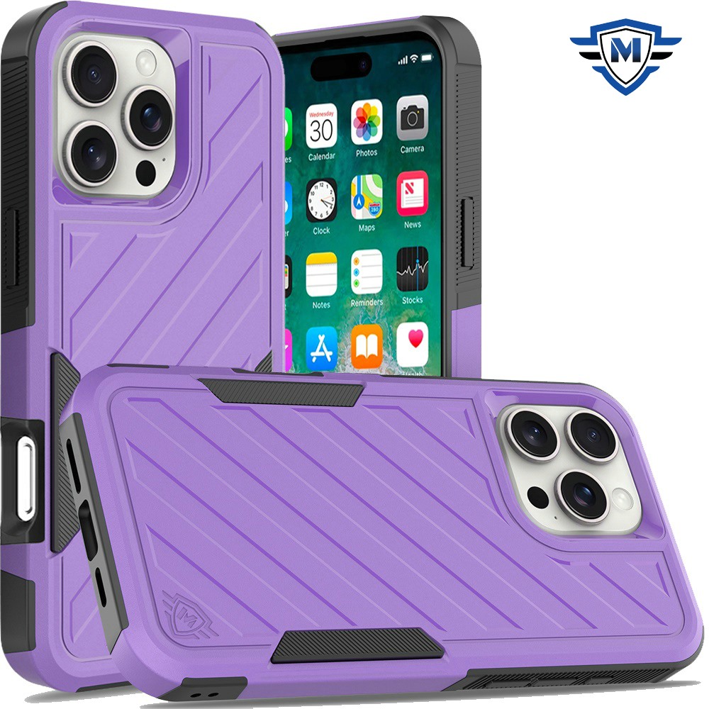for iphone 16 pro max 6.9 inch metkase noble lined shockproof dual layer hybrid in slide out package dark purple/black