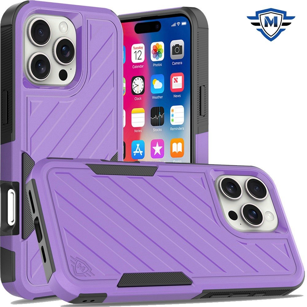 for iphone 16 pro 6.3 inch metkase noble lined shockproof dual layer hybrid in slide out package dark purple/black