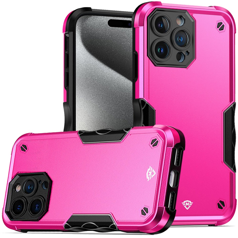 for iphone 15 pro max exquisite tough shockproof hybrid hot pink/black