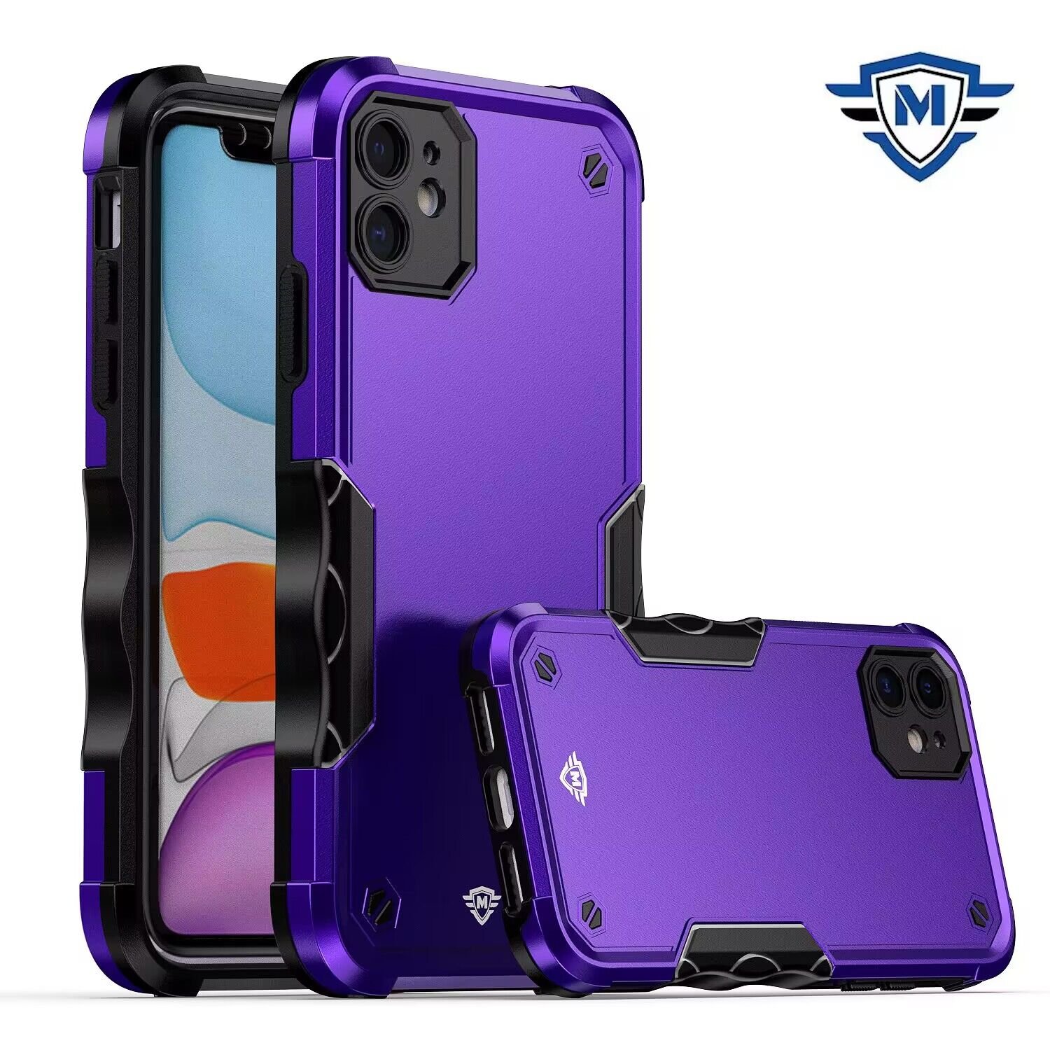 for ip15 pro max metkase exquisite tough shockproof hybrid in slide out package dark purple/black