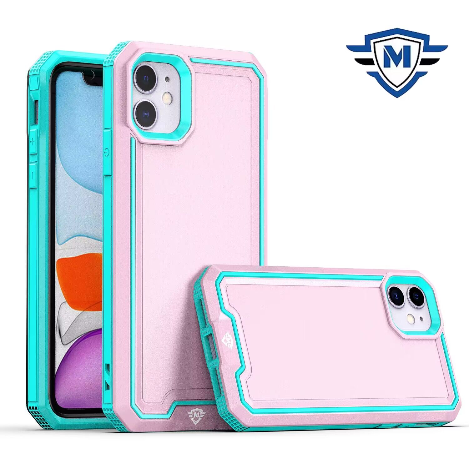for iphone 15 pro metkase rank tough strong modern fused hybrid in slide out package light pink