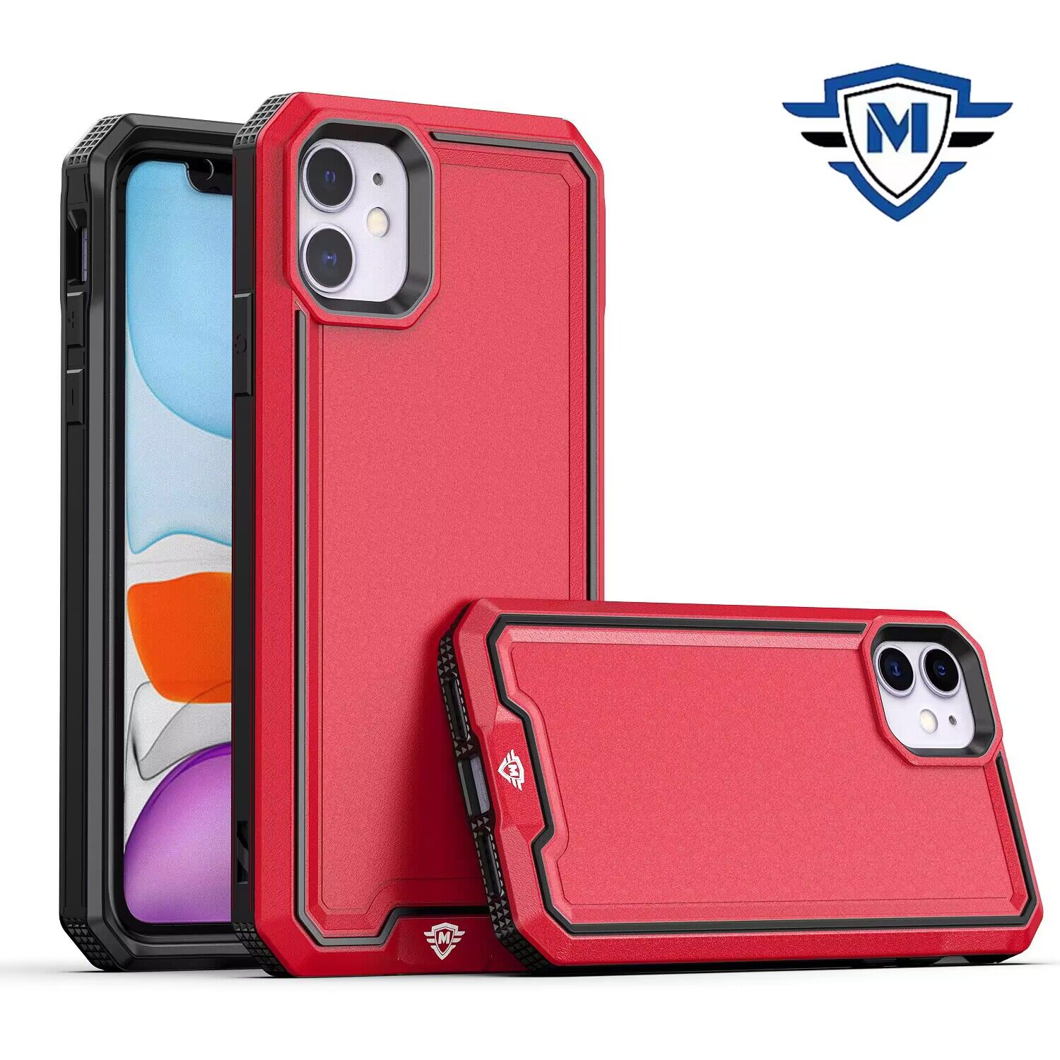 for iphone 15 pro metkase rank tough strong modern fused hybrid in slide out package red