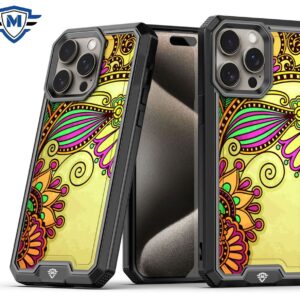 for iphone 15 pro metkase premium rank design fused hybrid in slide out package antique flower