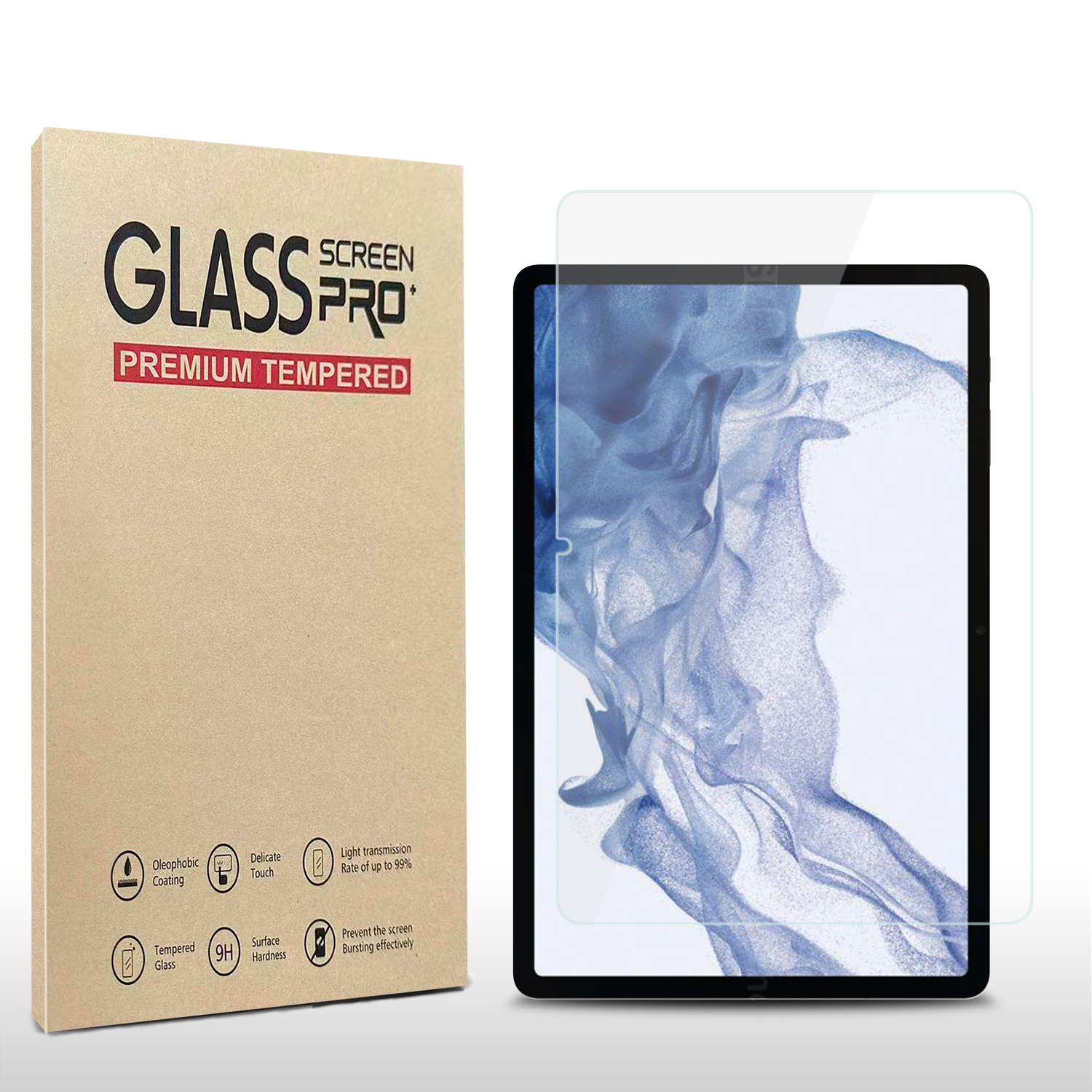 for samsung galaxy tab s9 / s9fe / s10fe tablet hq ab glue tempered glass .33mm thick