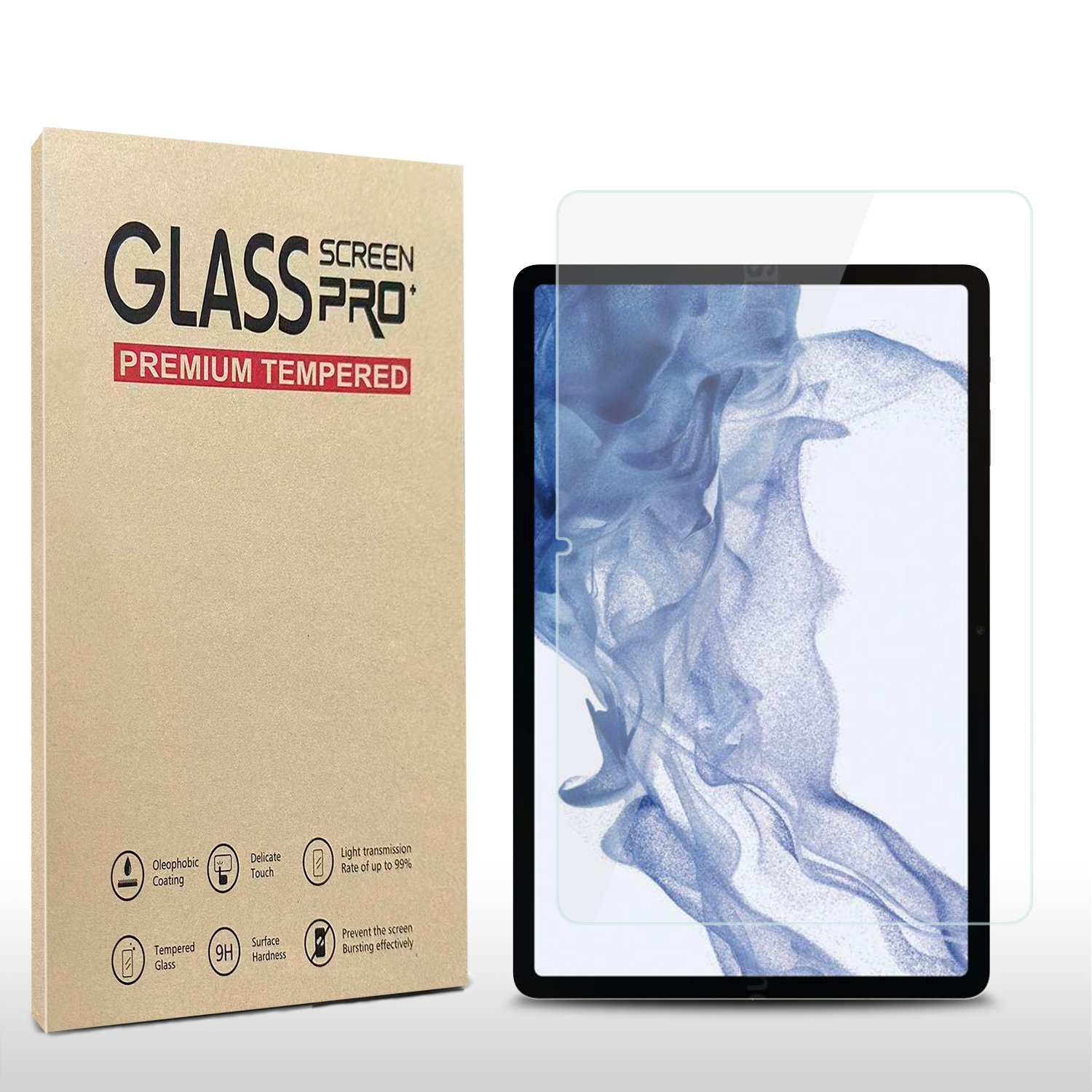 for samsung galaxy tab s9 plus tablet hq ab glue tempered glass .33mm thick