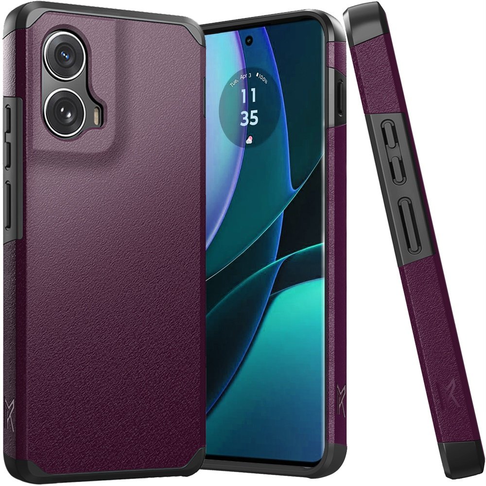 for motorola moto edge 5g 2024 tough strong hybrid (magnet mount friendly) case cover dark purple