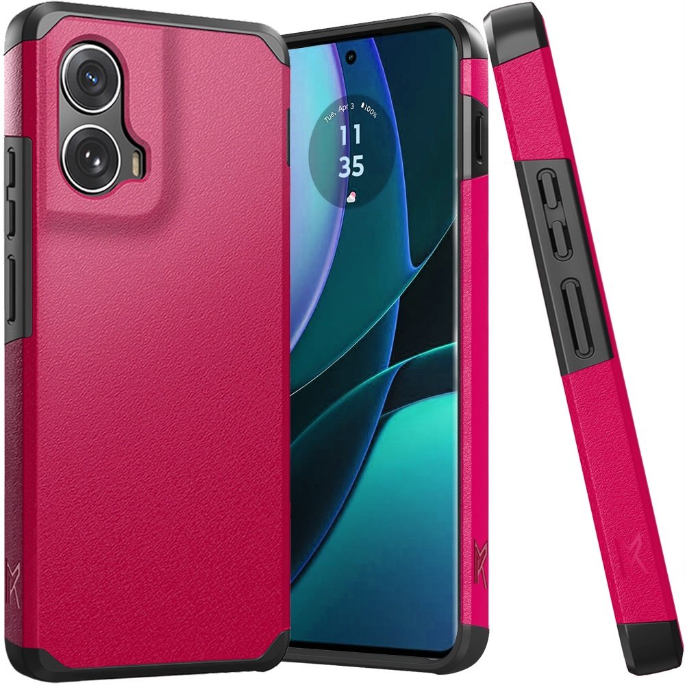 for motorola moto edge 5g 2024 tough strong hybrid (magnet mount friendly) case cover hot pink