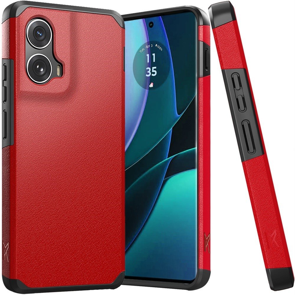 for motorola moto edge 5g 2024 tough strong hybrid (magnet mount friendly) case cover red