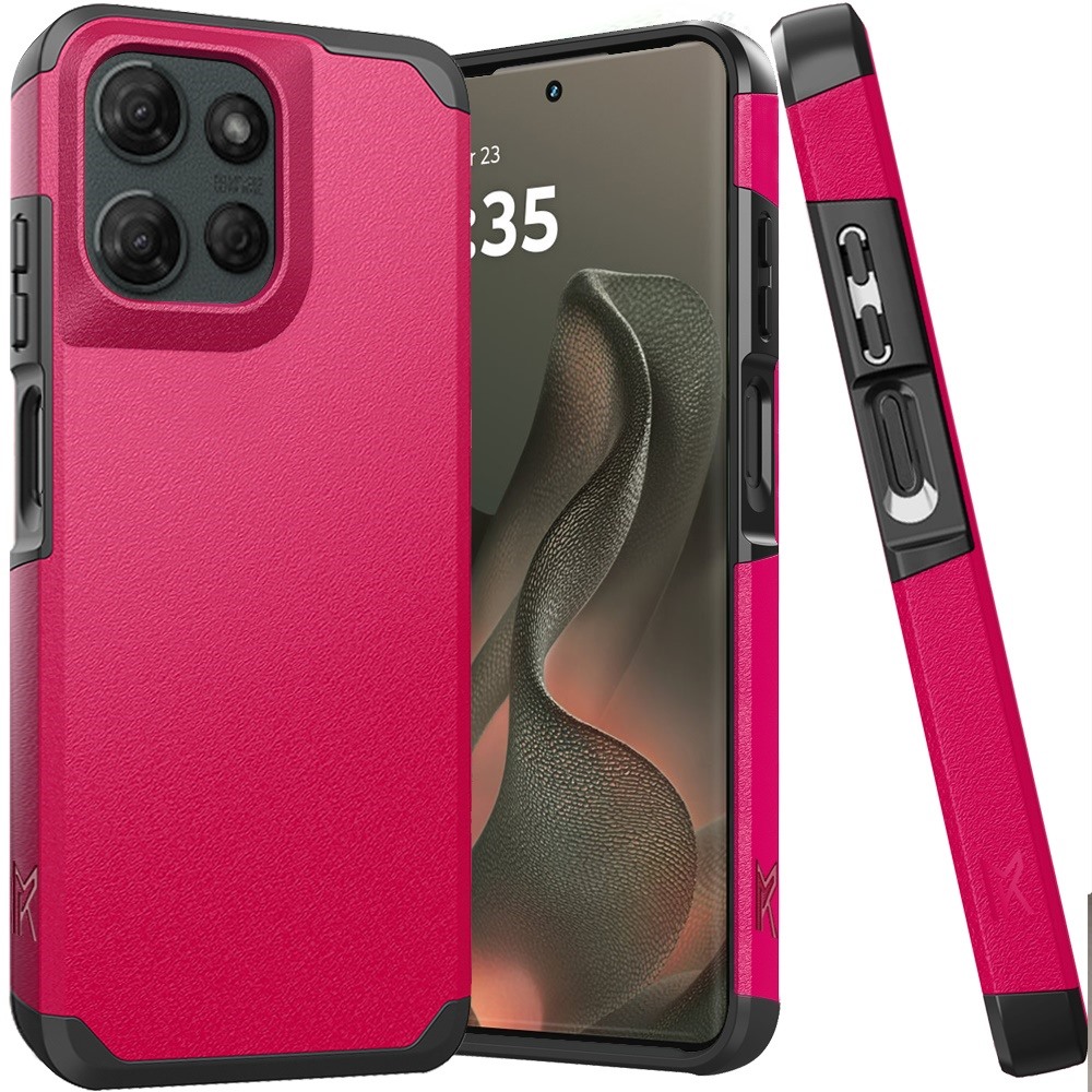 for motorola edge 2025 (original series) tough strong shockproof hybrid in slide out package hot pink