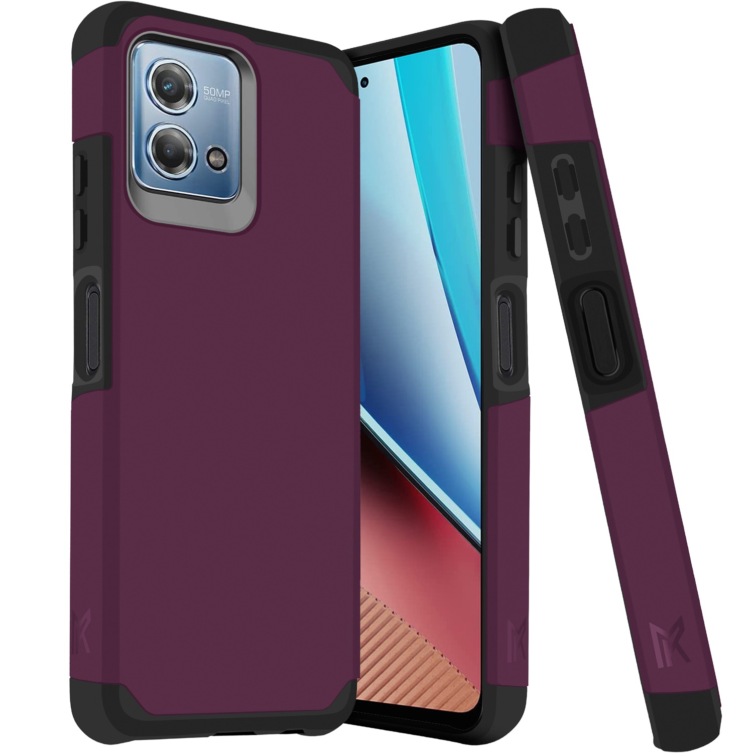 for motorola g stylus 5g (multicarrier 6.6" 16mp camera) 2023 tough strong hybrid (magnet mount friendly) case cover dark purple