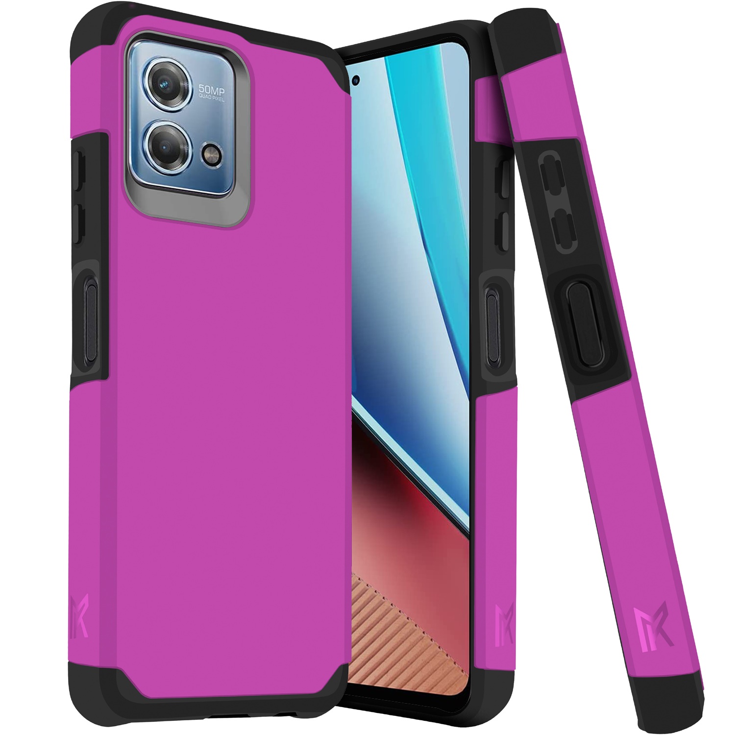 for motorola g stylus 5g (multicarrier 6.6" 16mp camera) 2023 tough strong hybrid (magnet mount friendly) case cover hot pink