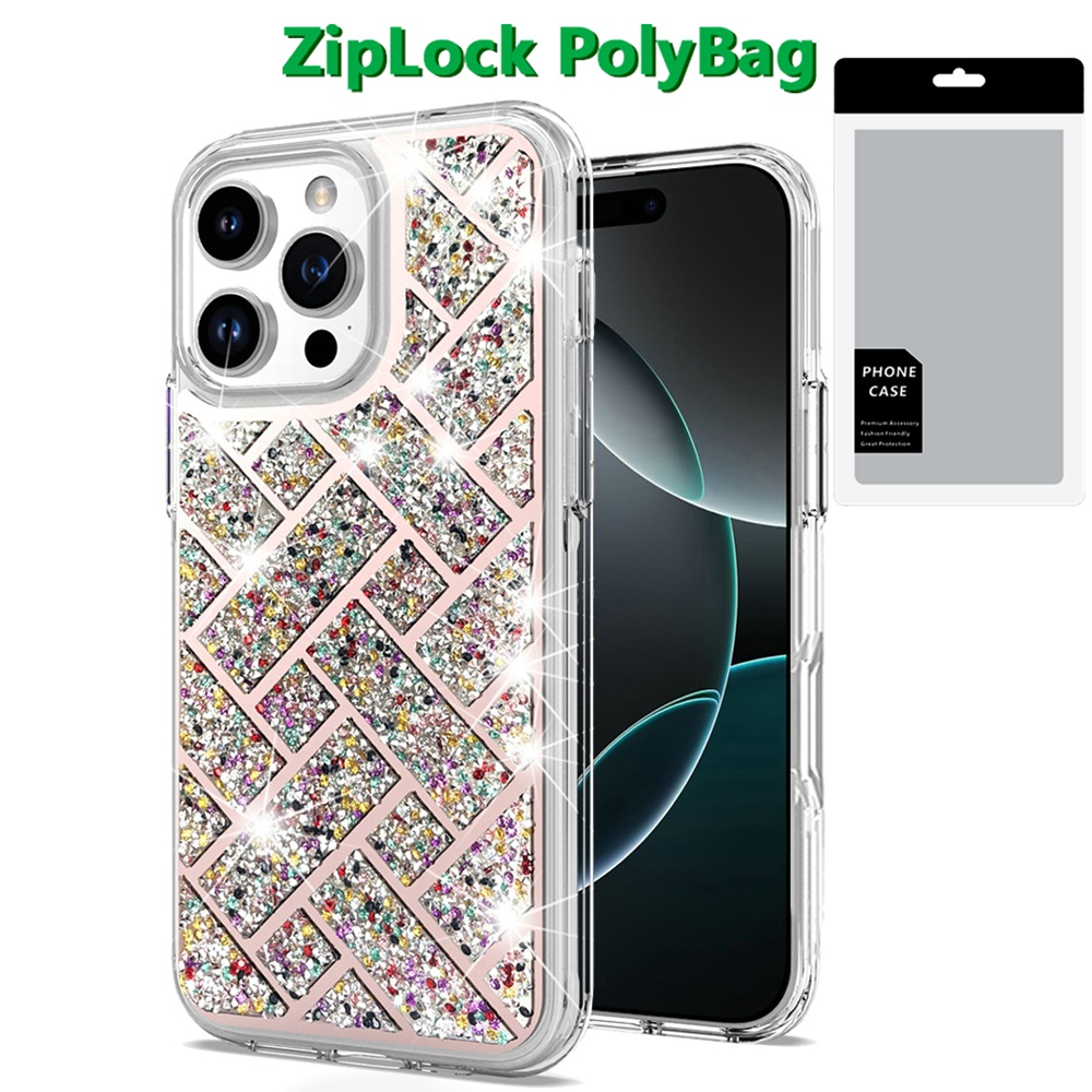 [polybag] for iphone 16 pro 6.3 inch bling hybrid case cover c