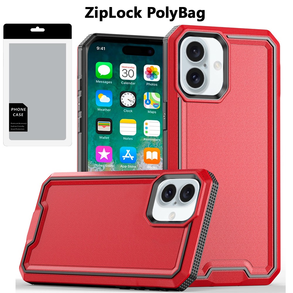 [polybag] for iphone 16 plus 6.7 inch rank tough strong modern fused hybrid red