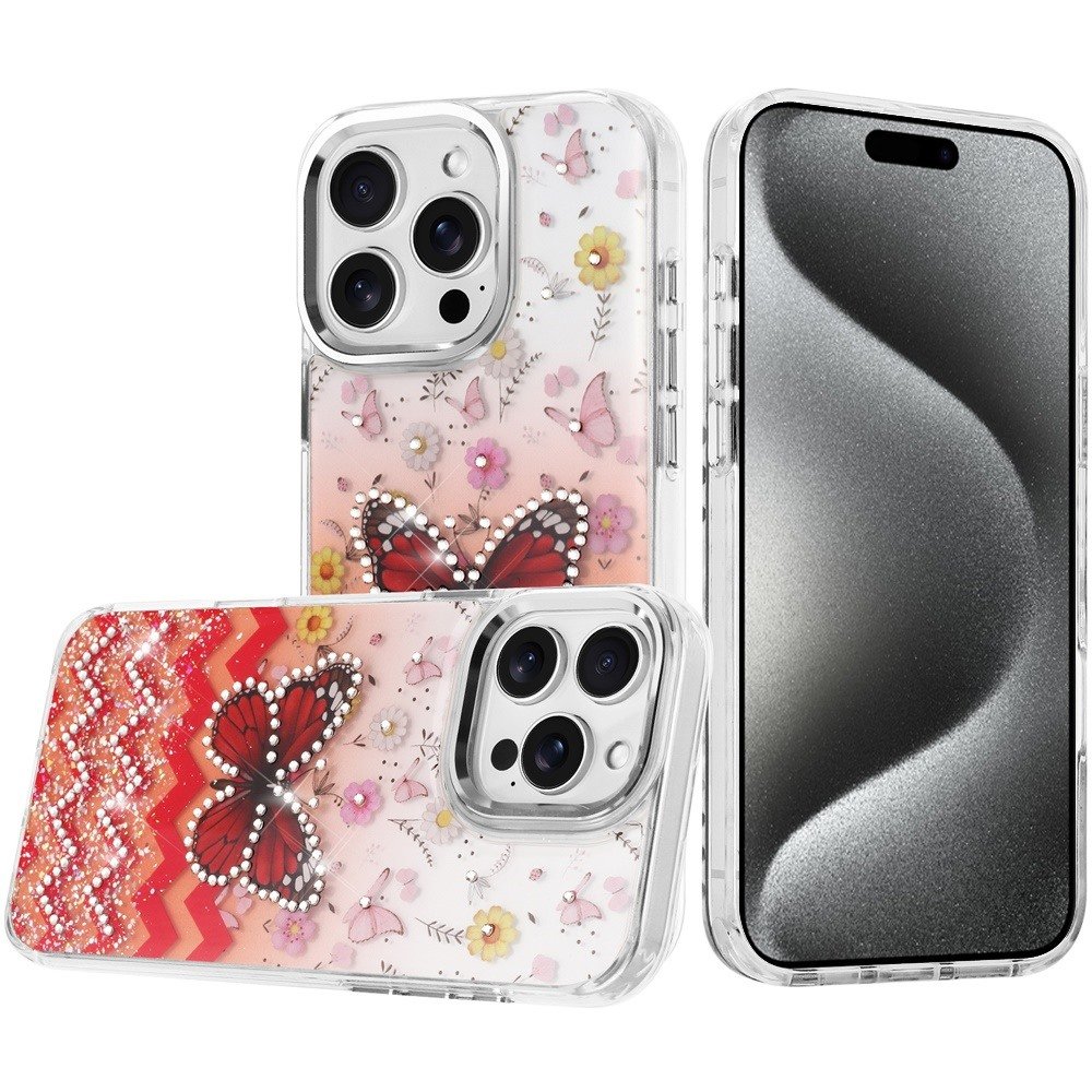 for ip15 pro max resin epoxy design diamond metal edged hybrid case f