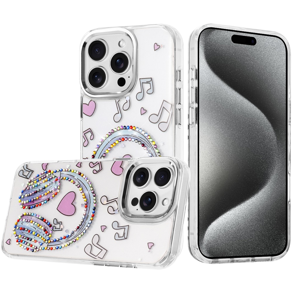 for ip15 pro max resin epoxy design diamond metal edged hybrid case g