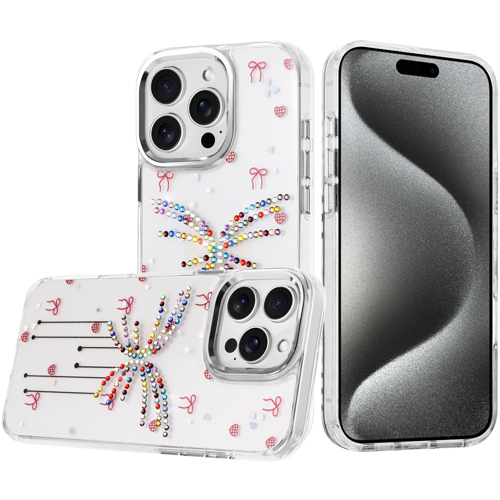 for ip15 pro max resin epoxy design diamond metal edged hybrid case j