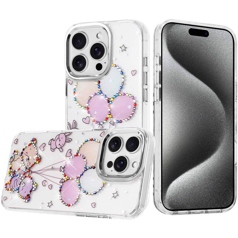 for ip15 pro max resin epoxy design diamond metal edged hybrid case k