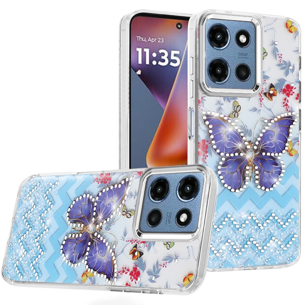 for moto g 5g 2025/2026 g play 2026 resin epoxy design diamond metal edged hybrid case d