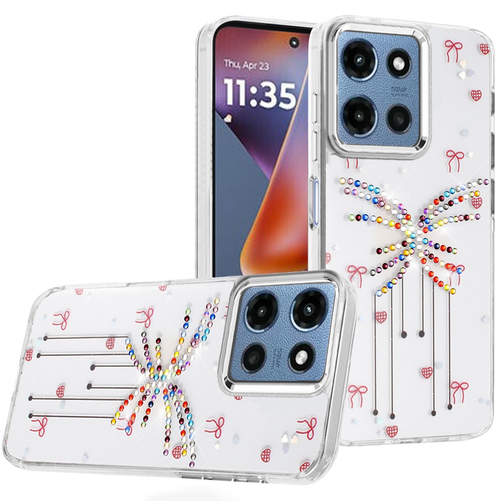 for moto g 5g 2025/2026 g play 2026 resin epoxy design diamond metal edged hybrid case j