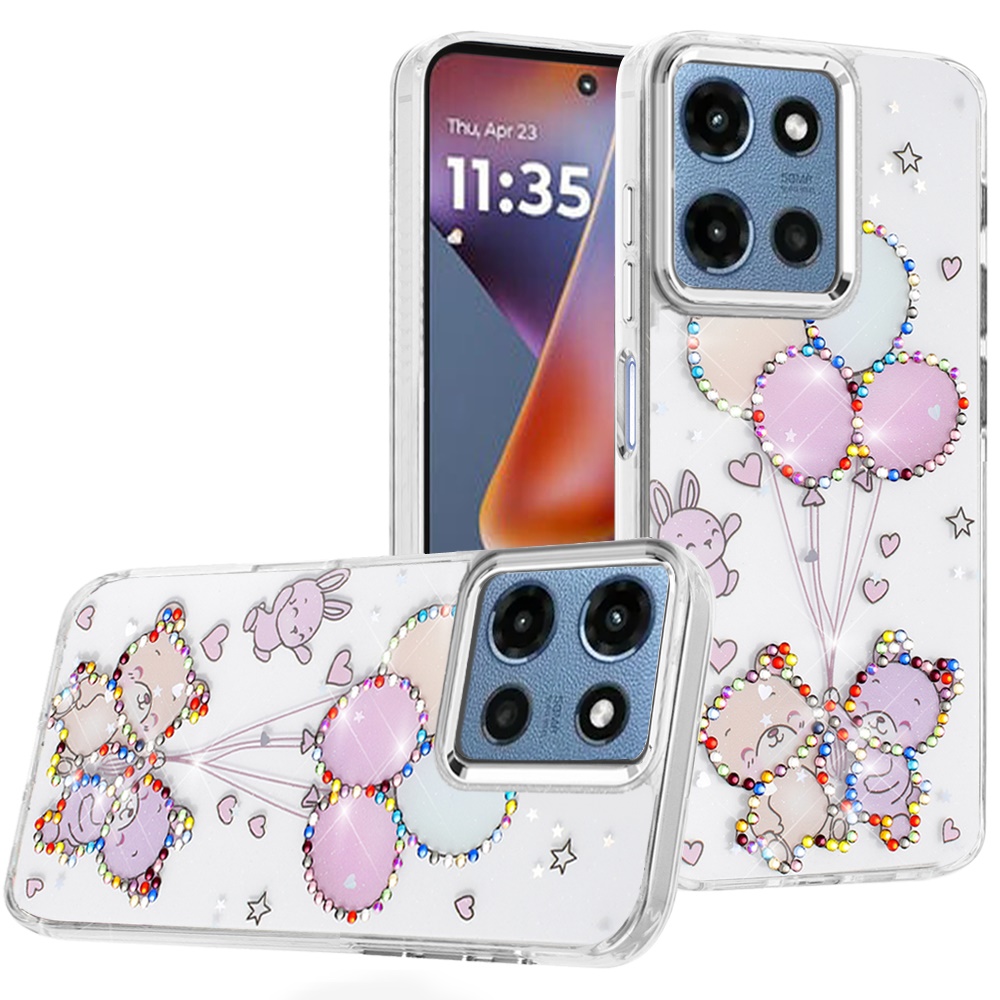 for moto g 5g 2025/2026 g play 2026 resin epoxy design diamond metal edged hybrid case k