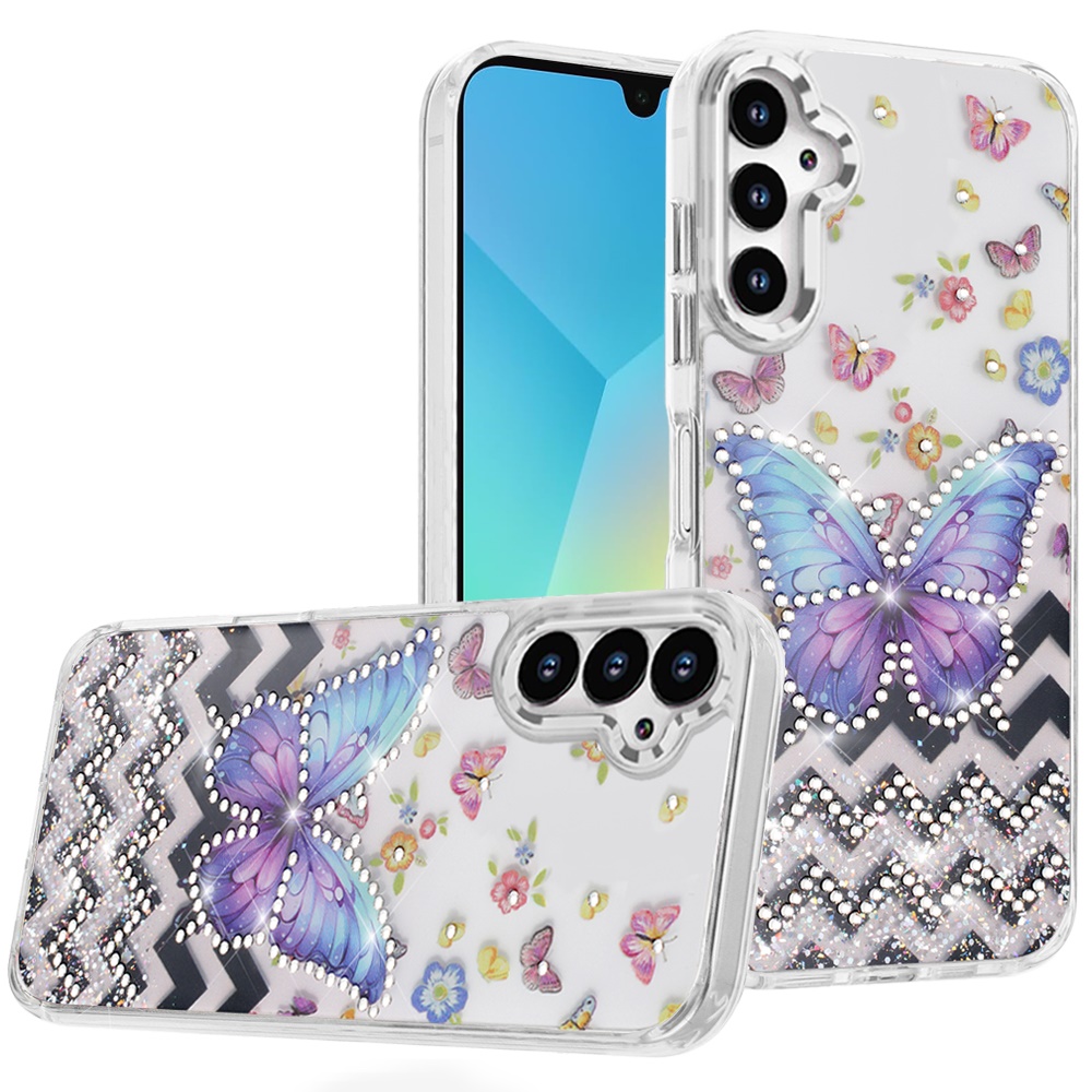 for samsung a16 5g resin epoxy design diamond metal edged hybrid case a