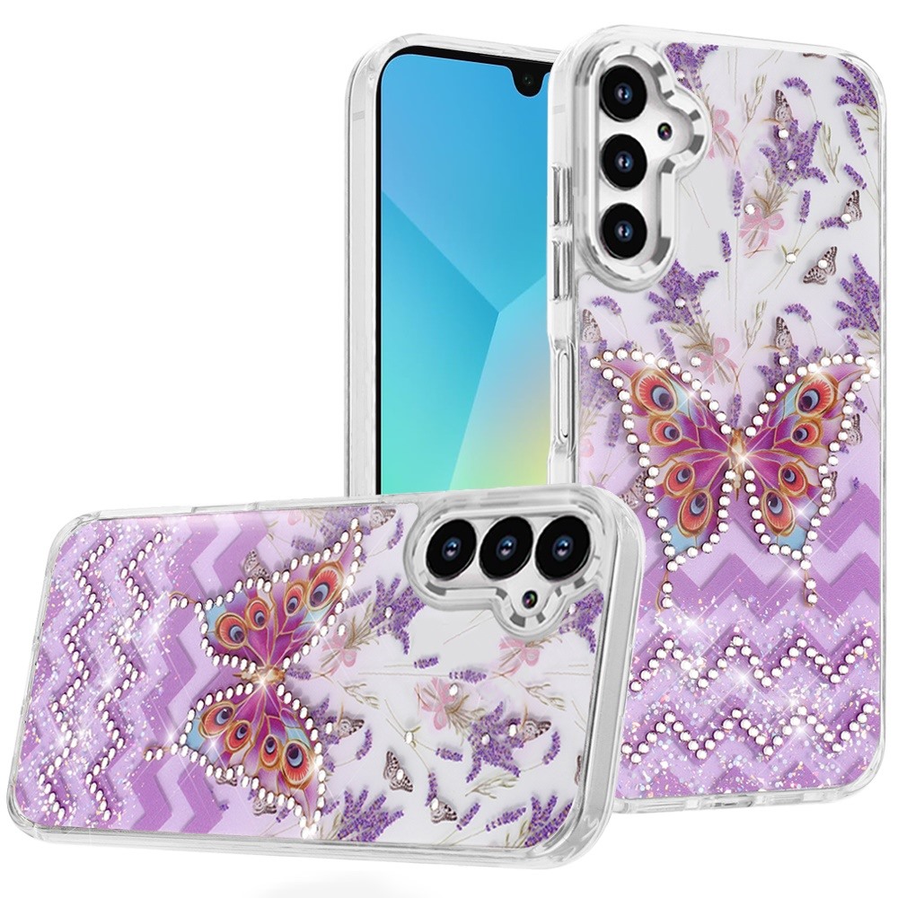 for samsung a16 5g resin epoxy design diamond metal edged hybrid case b