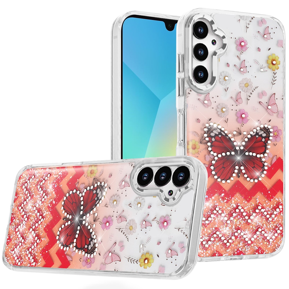 for samsung a16 5g resin epoxy design diamond metal edged hybrid case f
