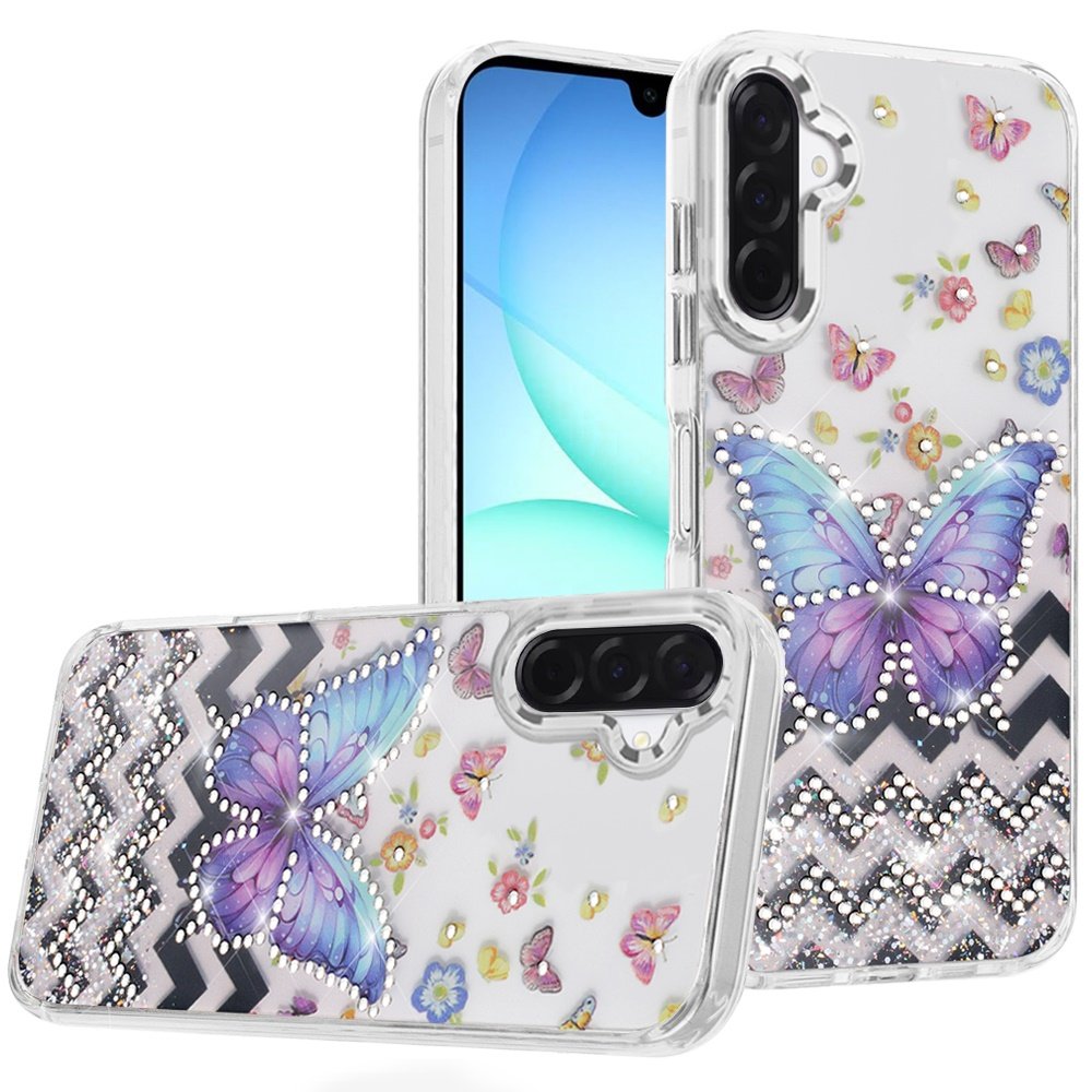 for samsung a17 5g resin epoxy design diamond metal edged hybrid case a
