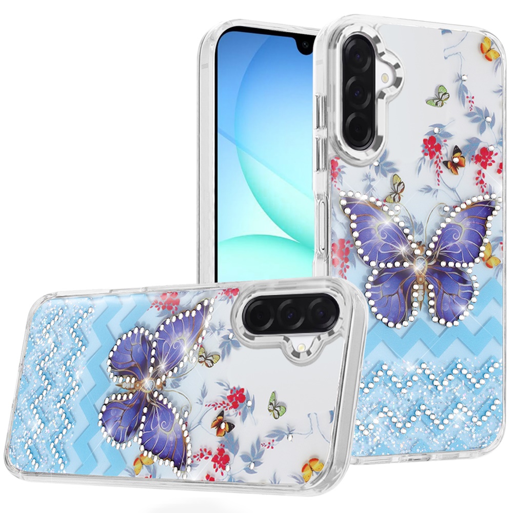 for samsung a17 5g resin epoxy design diamond metal edged hybrid case d