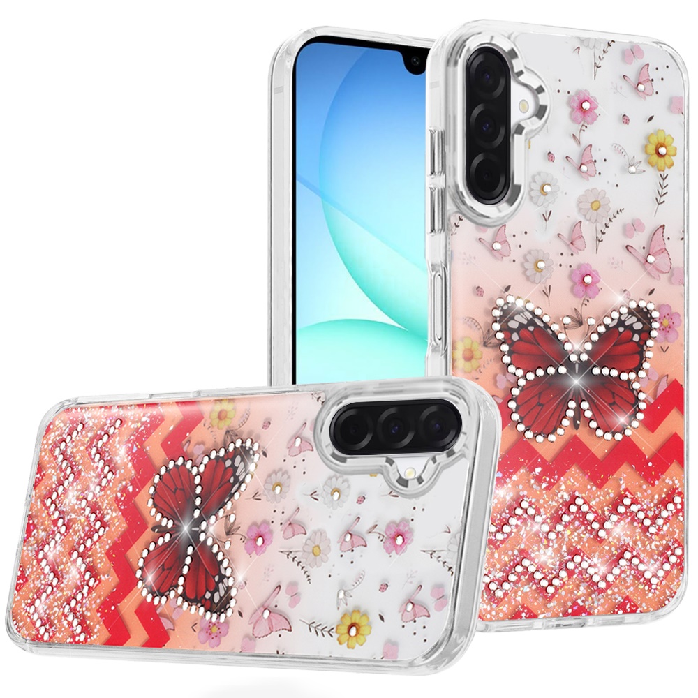 for samsung a17 5g resin epoxy design diamond metal edged hybrid case f