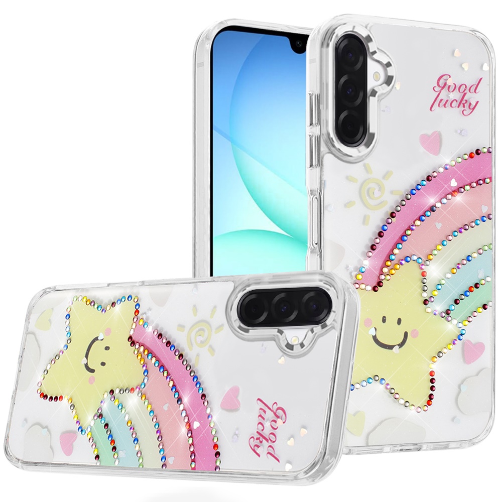 for samsung a17 5g resin epoxy design diamond metal edged hybrid case h