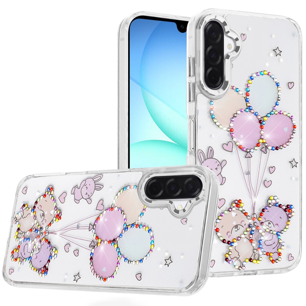 for samsung a17 5g resin epoxy design diamond metal edged hybrid case k