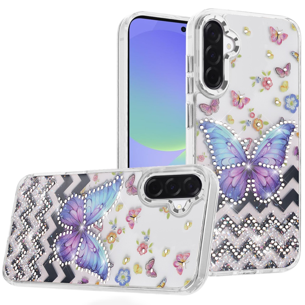 for samsung galaxy a36 / a56 resin epoxy design diamond metal edged hybrid case a