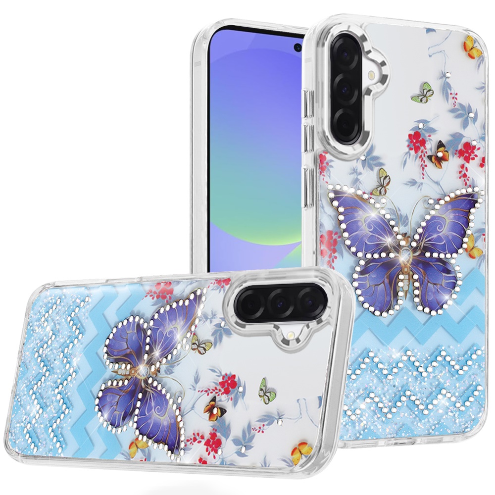 for samsung galaxy a36 / a56 resin epoxy design diamond metal edged hybrid case d