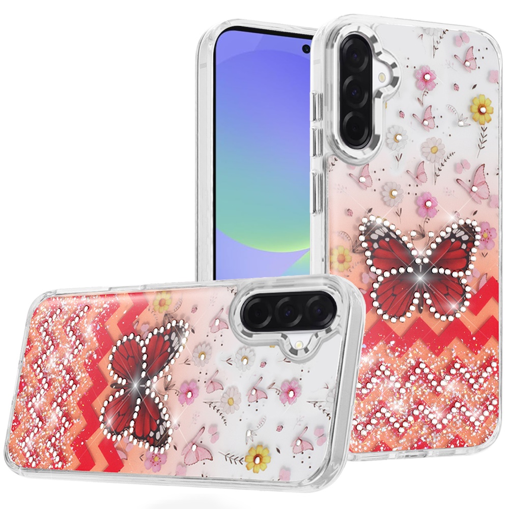 for samsung galaxy a36 / a56 resin epoxy design diamond metal edged hybrid case f