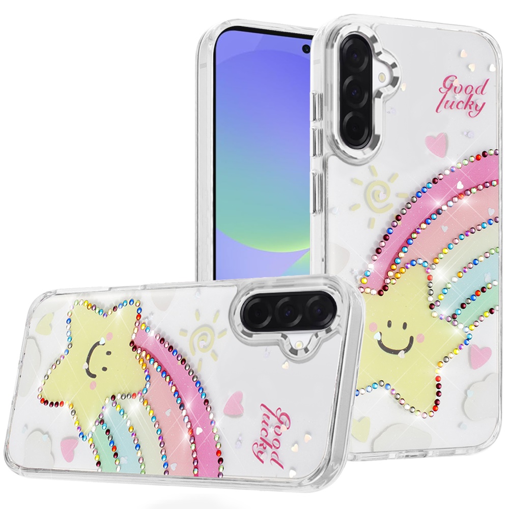 for samsung galaxy a36 / a56 resin epoxy design diamond metal edged hybrid case h