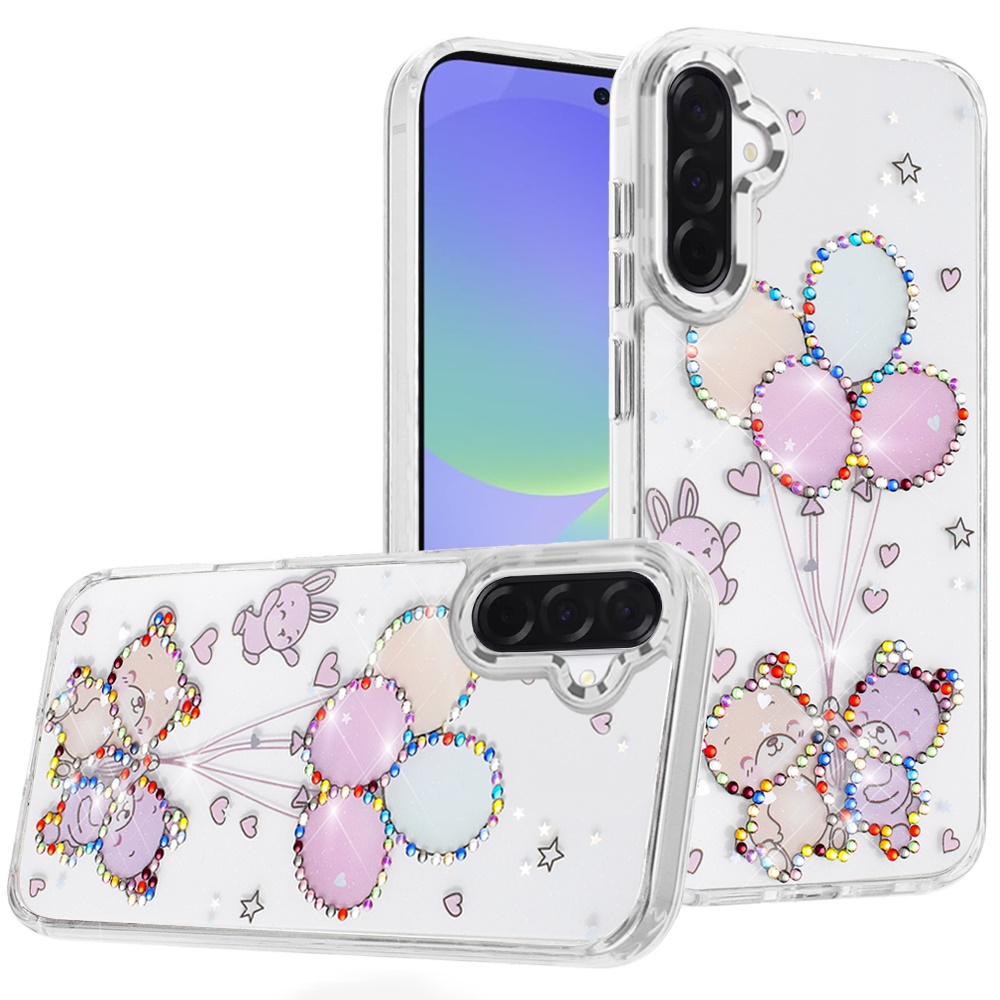 for samsung galaxy a36 / a56 resin epoxy design diamond metal edged hybrid case k